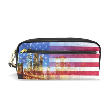 Ahomy Estuche Estuche Estuche Estuche Estuche Bandera Americana Nueva York Ciudad Gran Condensador Estudiante Bolso Cartera C