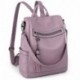 UTO Mujer Mochila PU Cuero Convertible Bolso de Hombro Bolso Bandolera con Borla Antirrobo Violeta Claro