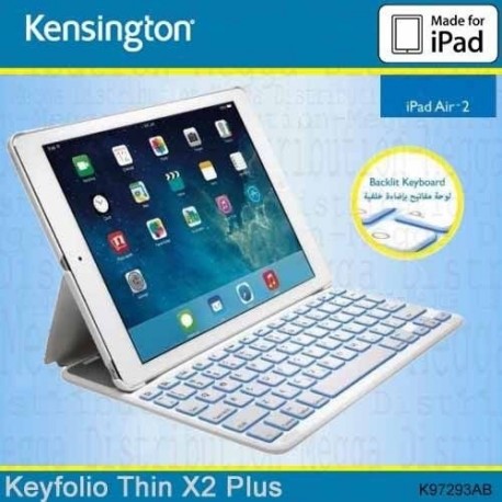 Kensington K97293AB KeyFolio Thin X2 Plus - Teclado árabe y inglés para iPad Air 2 de 9,7 Pulgadas policarbonato Ligero, Lla