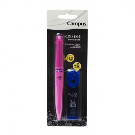 Portaminas Campus College 1,3mm Goma de borrar Grip Suave + Tubo 6 Minas