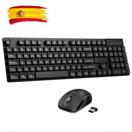 TOPELEK Teclado y Raton Inálambrico con Tapa de Suspensión de Forma de Gota de Agua 104 Tecla chiclet QWERTY Español, 12 Mut