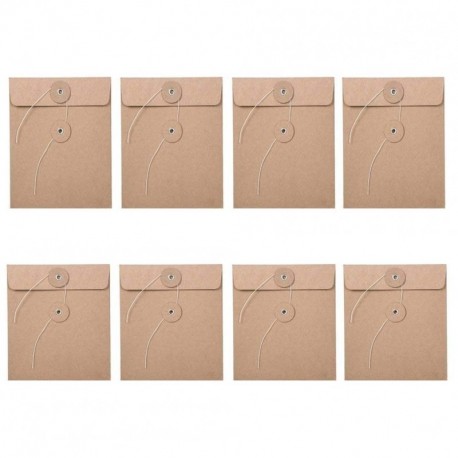 Kentop 10 Papel Kraft Cartón Kraft Ranuras Bolsa con Cuerda y 2 Botones para CD DVD BLU-Ray Cartón Móvil