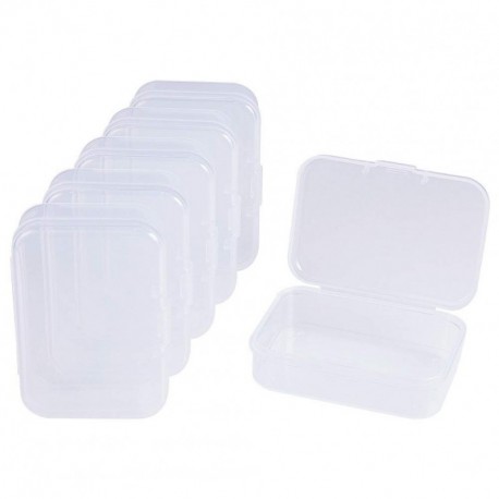 BENECREAT 18 Pack Rectangulos Caja de plastico Transparente con Tapas abatibles para articulos pequeños, Pastillas, Hierbas, 