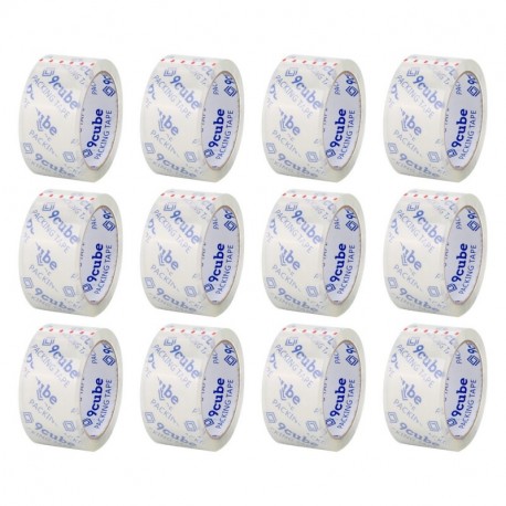 9Cube – Rollos de cinta de embalaje transparente – fuerte, resistente y segura cinta adhesiva para grandes paquetes y cajas. 