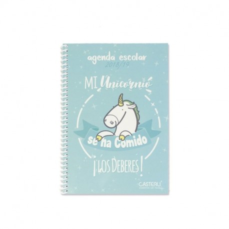 Casterli - Colección Inspire - Agenda Escolar 2018/19, día página, tamaño A5 - UNICORNIO