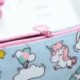 shager 1pcs chicas chicos niños mignonne", diseño de unicornio bolsa de lienzo lápiz cosmética en tejido con cremallera caja 