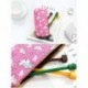 shager 1pcs chicas chicos niños mignonne", diseño de unicornio bolsa de lienzo lápiz cosmética en tejido con cremallera caja 