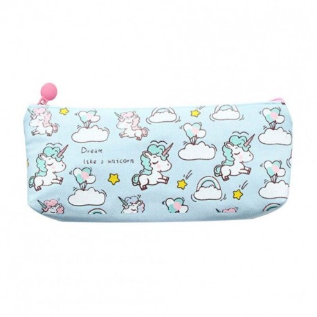 shager 1pcs chicas chicos niños mignonne", diseño de unicornio bolsa de lienzo lápiz cosmética en tejido con cremallera caja 