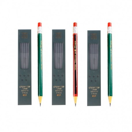 exing 1set lápices automáticos mecánicos, hilos recargables 2,0 mm con caja de recarga, entrega aleatorio