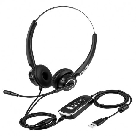 Auriculares con Micrófono USB ,SAWAKE Auriculares Diadema Cerrados, Auriculares PC Ordenador, Auriculares Oficina, Usos-Multi