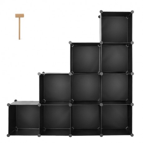 Homfa Estantería Librería Armario Modular Organizador para Libros Ropas Zapatos de 10 Cubos Negro