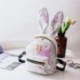 OneMoreT - Mochila pequeña con lentejuelas para mujer, diseño de orejas de conejo, blanco
