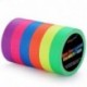 Neon Tape [6 Rollos] Cinta Adhesiva,UV Fluorescente Luz Negra, Neón Gaffer Tape, Glow In The Dark, Blacklight, 6 Colores, 25M