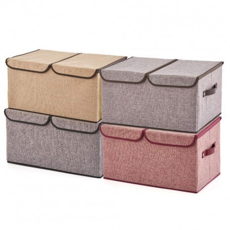 EZOWare 4 Pcs Cajas de Almacenaje Grandes, Cesta Organizador Plegable con Manijas para Hogar, Oficina, Cuartos de Niños, Arma