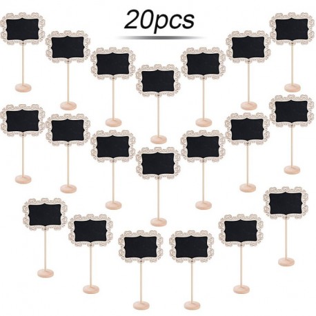 BETESSIN 20pcs Mini Pizarras Pizarras Decorativas Pequeñas con Soporte Tablero de Mensajes Etiquetas Tarjetas Números de Mesa