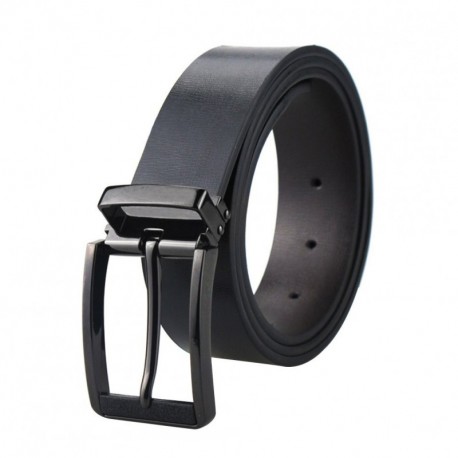 Cinturón de vestir de piel reversible para hombre con hebilla giratoria de 4,3 cm de ancho Black Buckle 45inch long,waist siz