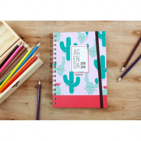 Casterli - Colección Happiness - Agenda Escolar 2018/19, día página, tamaño A5 - CACTUS