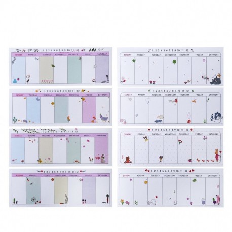 Exing Lovely Week Plan Post-it Blotter - Bloc de notas para cuaderno de notas