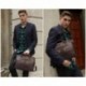 Bolso Hombre Bandolera Maletines Mensajero Vintage Lona Cuero Genuino 14 Pulgadas Ordenador Portatil Vintage Bolsa de Mensaje