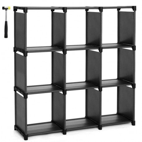 SONGMICS Estantería Modular Librería Abierta con 9 Cubos Armario de Almacenamiento para Estudio de Hogar Sala de Estar Negro 