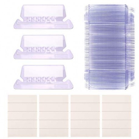 AIEX Portaetiquetas Etiqueta Visor Transparentes para Carpetas Colgantes, fácil de leer 2 pulgadas, 50 Etiquetas Papel + 50 