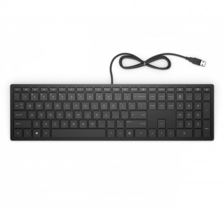 HP Pavilion 300 - Teclado con cable diseño compacto, indicador luminoso LED, tres zonas negro