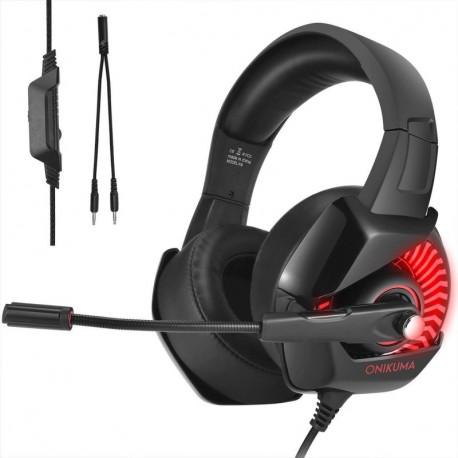 Auriculares Gaming, CHEREEKI Estéreo PS4 Cancelación De Ruido Gaming Headset para PC, Controlador de Xbox One, Ordenador port