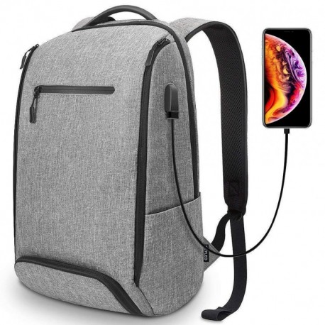 Mochila Hombre de Viaje, Mochila de Ordenador con Puerto USB y Bolso Antirrobo, Mochila para Portátil hasta 15.6 Pulgadas - G