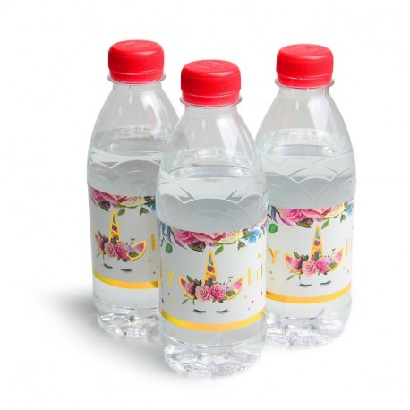 AMZTM Etiqueta de Botella de Mágico Unicornio Decoraciones de Fiesta de Cumpleaños de Niñas 24 Piezas Botella Etiquetas Pegat