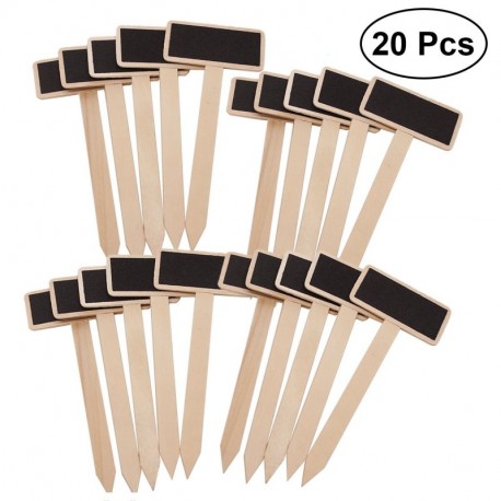 Healifty 20 PCS Mini Pizarra De Madera con Palo Pizarra Creativa de Jardín Decoracion de Maceta Suculenta Etiquetas Decoracio