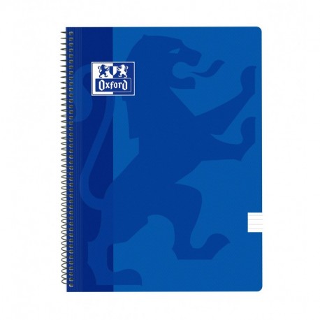 Oxford Classic - Pack de 5 cuadernos espirales, tapa plástico, 1 línea horizontal, color azul