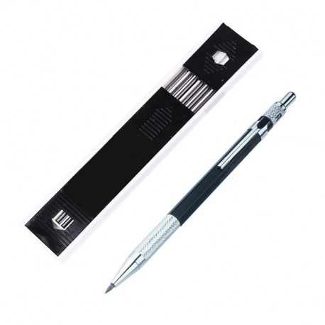 Portaminas, lápiz de 2 mm, lápiz automático para manualidades y carpintero, oficina y papelería escolar 15.5 * 2.8cm negro
