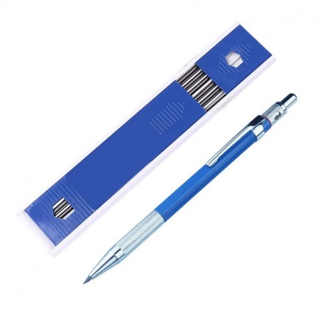Portaminas, lápiz de 2 mm, lápiz automático para manualidades y carpintero, oficina y papelería escolar 15.5 * 2.8cm azul