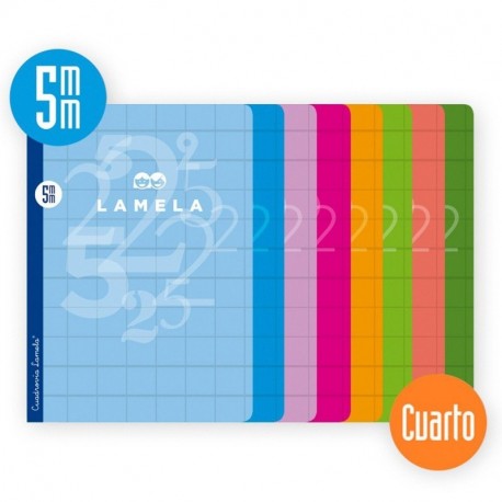 Cuaderno Libreta LAMELA, 4º 50H Tapa Básica Surtidos 5 mm. 