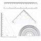 BronaGrand 5 piezas Math Geometry Tools Acero Inoxidable Dibujo Brújula y Reglas Plástico Set Protractor, Triángulo 30/45 Gr