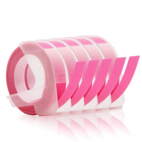 Labelwell 9mm Compatible Dymo 3D Blanco sobre Rosa Fluorescente Etiquetas, Paquete de 5 Cintas de Etiquetas para Dymo Organiz
