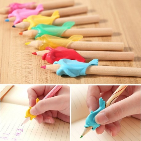 Bismarckbeer - 10 piezas de pinzas para lápices de delfín para niños, para sujetar bolígrafos, para ayuda de escritura y corr