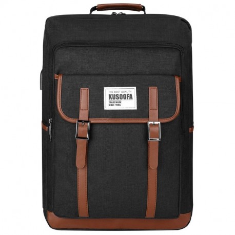 KUSOOFA Mochila Portátil Mochila Hombre 17.3 Pulgadas Mochila Escolar con Carga USB y Toma de Auriculares, Mochila Trabajo pa