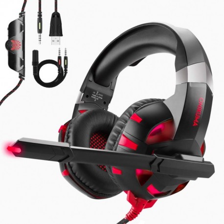 Auriculares Gaming para PS4 o PC, ONIKUMA Cascos Gaming ps4 Con Microfono y Luz LED,Auriculares de Diadema con Sonido Envolve