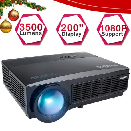 5.8" LCD Proyector, 3300 Lúmenes Proyectores con 200 Pantalla, Soporta Video Full HD 1080P, WiMiUS T6 Proyector de Cine en Ca