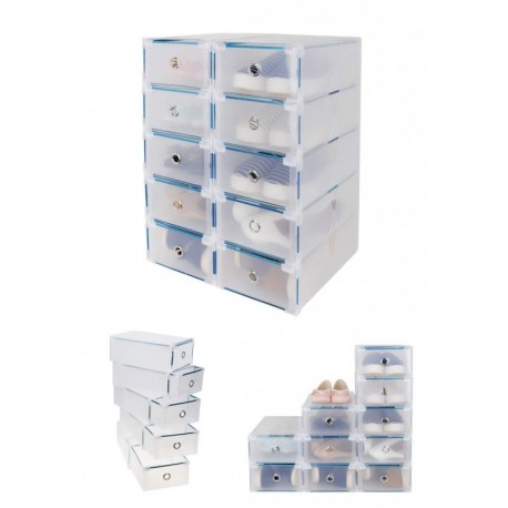 CDGroup 10PCS 31x20x11CM Cajas Almacenaje Caja Contenedor Plegable Plástico Cajón Organizador Transparente para Libros,Alimen