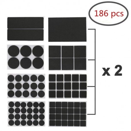 FABSELLER Almohadillas autoadhesivas antideslizantes para muebles, 186 piezas de diferentes tamaños de goma resistente para s