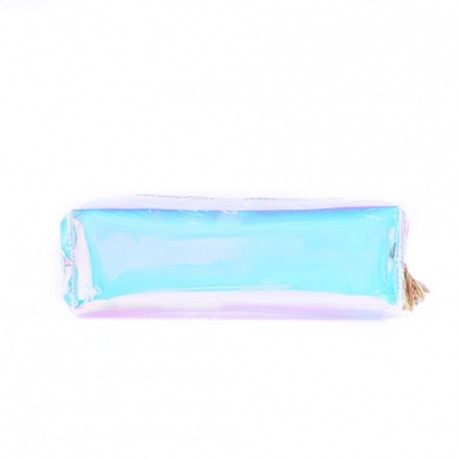 Estuche lápiz láser transparente colorido con cremallera con borla y bolsa de papelería 1 pieza