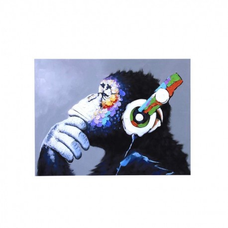 Sunlera Mono del Gorila con el Auricular Colorido de la Pintura Pared del Arte Animal de la impresión del extracto de poliést