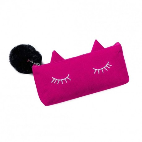 FEIDAjdzf - Estuche para lápices, diseño de gato, color negro, color rosa rojo