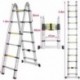 Voluker 3.8M Escaleras plegables aluminio,Escalera Telescópica ,1.9M+1.9M,Escalera aluminio Carga maxima150kg