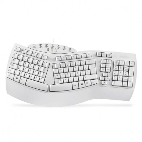 Perixx PERIBOARD-512 Teclado Ergonomico Español - USB - 485x236x44 mm - Blanco