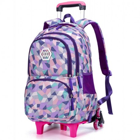 Mochilas Escolares - Grande Mochila con Seis Ruedas para Estudiante Niñas Infantil, Morado, 6 Ruedas