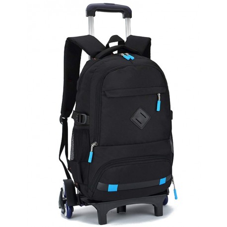 Mochila con Ruedas - Grande Estudiantes Mochila Trolley para Infantil Niños, Azul, 6 Ruedas