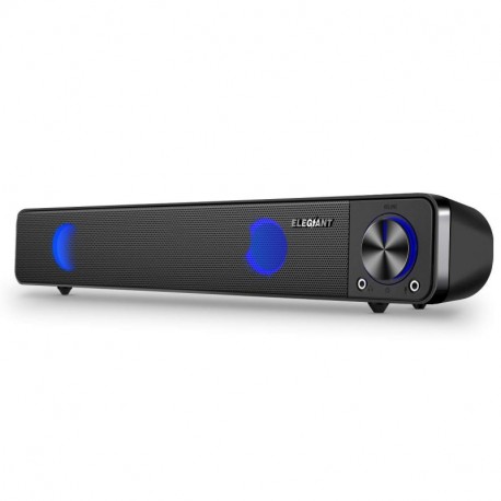 ELEGIANT Altavoz PC, Mini Barra de Sonido de Cable USB Portátil para Música con LED RGB con Dual Altavoz de Alto Rendimiento 